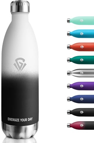 Wasserflasch 1000ml, Thermosflasche Kohlensäure Geeignet, Isolierflasche BPA-Frei Auslaufsicher, Vakuum Thermosflasche, Wassflasche Edelstahl für Sport, Erwachsener, Kinder, Fussball, Uni, Reisen