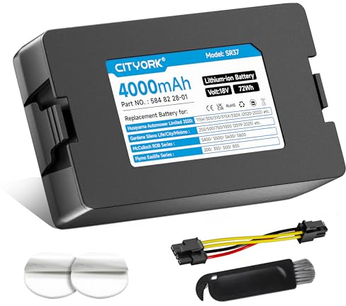 18V/4000mAh Cortacésped Batería para Husqvarna Automower Limited Edition 2020 115H 305 310 315 315X(años 2020-2022), para Gardena Sileno City/Life/Minimo: 250/500/ 750/1000 (años 2019-2023)
