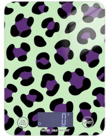 Piccola bilancia da cucina con stampa leopardata, con display LCD, per alimenti, 5 kg/5 g, piccola bilancia digitale con 4 unità per preparare i pasti (batterie non incluse)