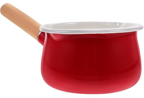 POPETPOP Casserole Émaillée Petite avec Bec Verseur et Poignée Longue Anti-brûlure Saucepan Multifonction pour Lait Soupe et Cuisine Quotidienne
