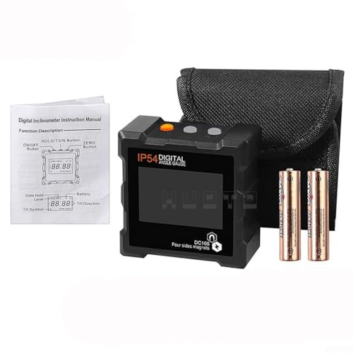 Digitaler Neigungsmesser mit 0,1 ° Genauigkeit, IP54 Wasserdicht Staubdichte Stufe für Bau und Vermessung, Klares LCD mit grüner Hintergrundbeleuchtung, tragbarer Winkelsucher (Schwarz)