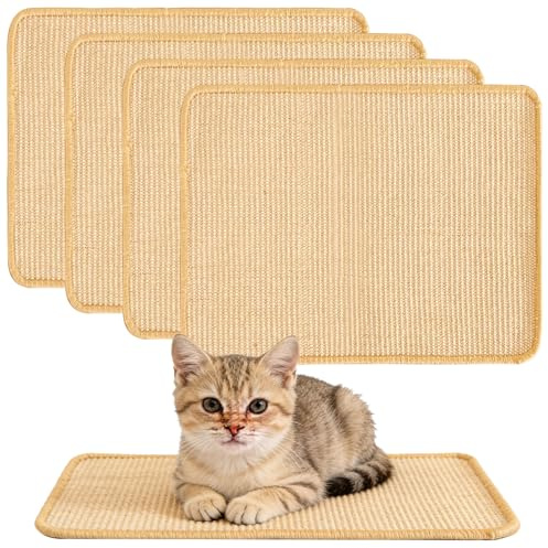 GBKDQQ 4 alfombrillas de sisal para rascar conejos, 30 x 40 cm, alfombrillas naturales de cáñamo para roedores como cobayas y chinchillas, alfombra para roedores para superficie rascada, espacio para