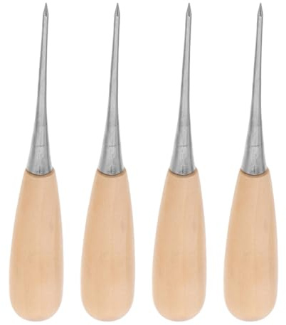 VILLFUL 4 Pezzi Punteruoli per Cucito con Manico in Legno Forma di Zucca Strumenti per Forare Pelle e Tessuti Awl Leggero e Portatile per Fai da Te e Riparazioni Artigianali