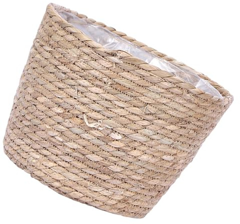 TIKODIDA Jardinière Panier Tressé en Paille Naturelle Doublure Amovible, Grand Cache-Pot pour Plantes d'Intérieur, Rangement Polyvalent pour Maison et Terrasse