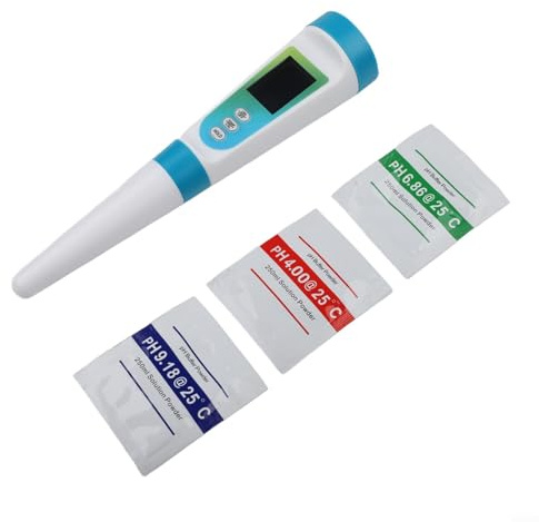 ZWEquipint 2-in-1 Lebensmittel-pH-Messgerät mit Temperaturerkennung, 0,00–14,00 Bereich für halbfesten Teig, Käse, Wurst, Edelstahl-Sonde, automatische Kompensation, LCD-Display