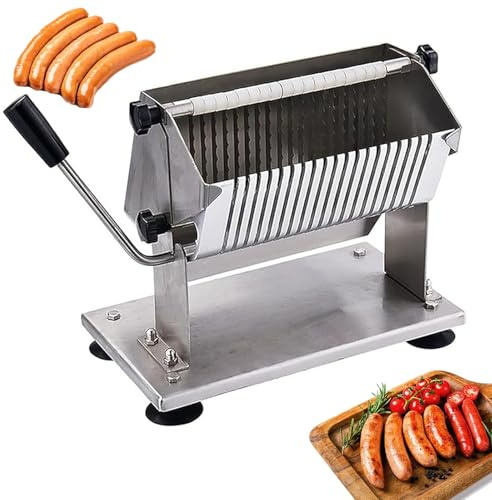 Affettatrice manuale per salsicce, affettatrice commerciale a ghigliottina, spessore di taglio regolabile per affettare salsicce, salumi, chorizo e carni secche