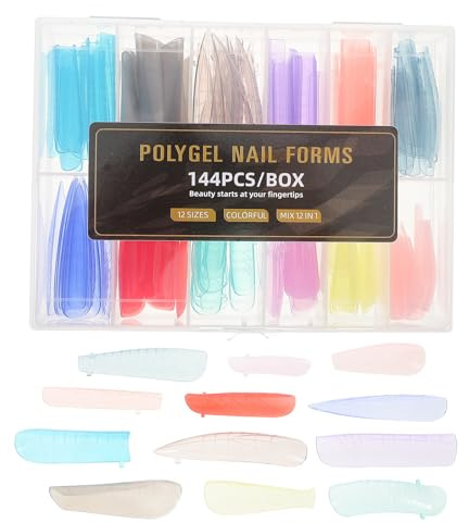 ABOOFAN 144 Pièces Capsules Ongles en Plastique Forme Cercueil et Carré pour Manucure DIY à Domicile ou Salon, Faciles à Appliquer et Retirer, Kit Extensions Polyvalent