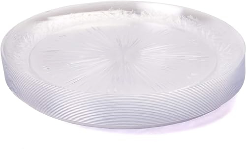 MATANA 20 Clear Hard Plastic Dinner Plates, 25cm / 10 Inch - Elegant & Reusable Party Tableware for Weddings, Birthdays, Picnic, BBQ, Parties