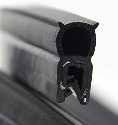 SMI-Dichtungsprofil DO5 für 1-3mm EPDM Moosgummi/Vollgummi mit Stahleinlage selbstklemmend ohne Kleber - Kantenschutz mit Dichtung oben, Kantenschutzdichtprofil für Auto, Kofferraum (5 m)