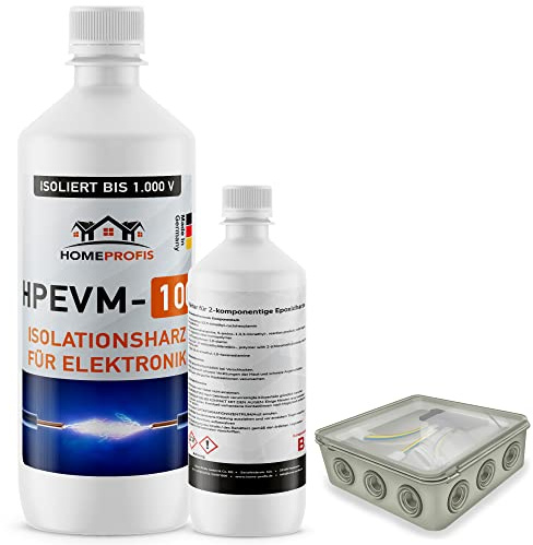 Home Profis HPEVM-100 Elektrovergussmasse (1200g) – Transparent Gießharz für Abzweigdosen und LED-Formen, bis 1000 V, wasserdicht, frostsicher