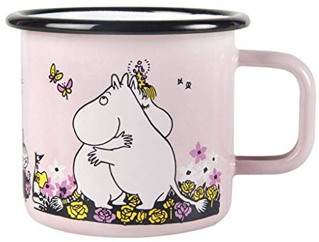 Moomin Muurla - Henkelbecher Henkeltasse Emailletasse - Mumin Hug - Emaille - Pink - 370 ml