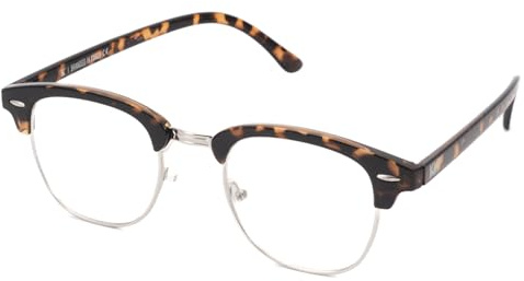 Kiss DANDY Lunettes de Vue Homme Femme – Look Vintage Académique Urbain Raffiné – Monture Polycarbonate & Métal avec Pont & Rivets – Verres Transparents Neutres avec Protection UV