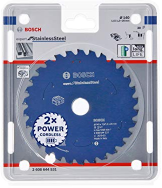 Bosch Professional 1x Kreissägeblatt Expert for Stainless Steel (Edelstahl, Sägeblatt Ø 140 x 20 x 1,5 mm, 30 Zähne, Zubehör Akku Kreissäge)