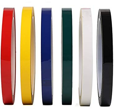 Fodattm Lot de 6 rouleaux de ruban adhésif fin pour tableau blanc - 72 m par rouleau (multicolore, largeur : 5 mm)