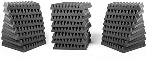 ACOUSPANEL Akustikschaumstoff 24 Akustikpaneele, 30x30x4cm, Flammhemmend, Schalldämmung Wand Schallabsorber Acoustic Foam Anthrazitgrau Unkomprimiert Im Vakuum