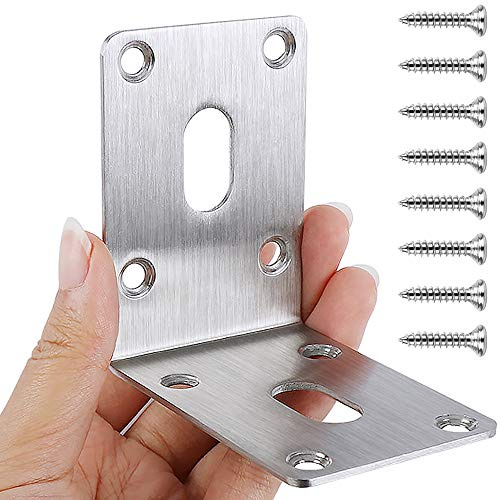 beihuazi® Ángulo conector de acero inoxidable 304, 4 unidades, 70 x 70 x 50 mm, ángulo de carga pesada, ángulo de agujero, conector de madera, ángulo de viga , para cobertizos de jardín