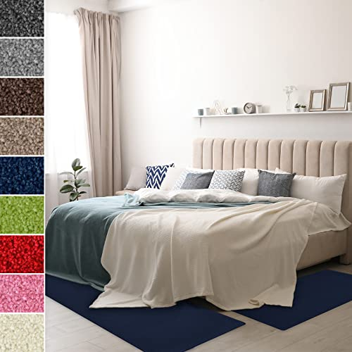 Floordirekt Velours-Bettumrandung Dynasty - Bettvorleger Teppichläufer - 3-teiliges Läufer-Set in 3 Größen (B: 67 cm | L: 1 x 250 cm + 2 x 140 cm, Blau)