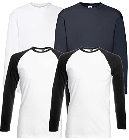 4 Fruit of The Loom Longsleeve Tshirt Langarm Verschiedene Farbsets