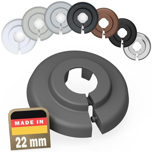 FUX 2 St. Heizungsrohr Rosette 22mm Abdeckung Verkleidung - Einzelrosetten | Werkzeuglose Klick-Montage, wiederverwendbar, PVC-freies Polypropylen, für Boden und Wand, Made in Germany