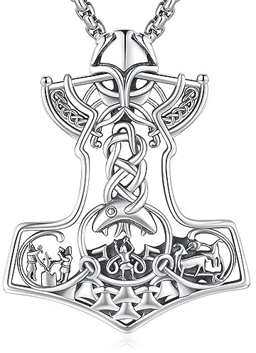 Eusense Viking Joyería Vikingo Collar Vikingo Colgante Colgante 925 Plata Esterlina Mitología Nórdica Amuleto Regalo para Hombres Mujeres