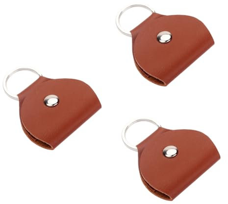 ibasenice 3stücke Pu- Tasche Für Gitarrenspieler Braune Aufbewahrung Für Gitarrenplektren Mit Schlüsselanhänger Plectrum Case