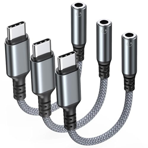 Highwings USB C Klinke Adapter 3Pack, Aux Adapter für iPhone 17/16Pro Max | 3,5mm USB C auf Aux Adapter Klinke AudioKabel für iPhone 17/16/15Pro Max, Galaxy S22/S21/S20/S20, Hua-wei P40/P30 Pro/P20 Pro