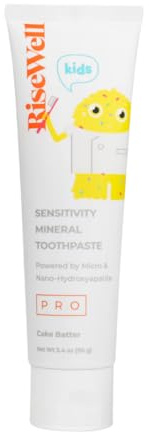 RiseWell PRO Kids Mineral Toothpaste - Micro & Nano Hydroxyapatite Toothpaste Kids - Made in USA, Natural and Safe to Swallow, Dentist Developed for Kid's Daily Oral Care (Cake Batter Flavor)