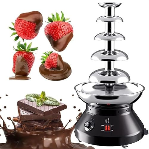 Fontaine à chocolat Fontaine de chocolat électrique 5 couches en acier inoxydable pour faire fondre le chocolat, le fromage, la sauce barbecue, le ranch, les liqueurs, les fêtes et les réunions de