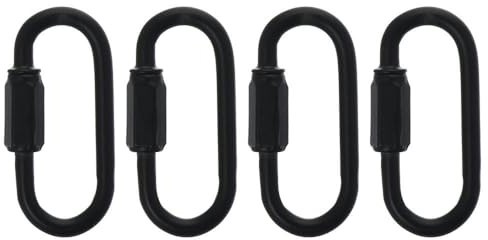 Fudeshe 4pcs Locking Carabiner,Black Connection Lock Buckle,Chain Connectors,Thick Quick Link Screw Lock Oval Clips
