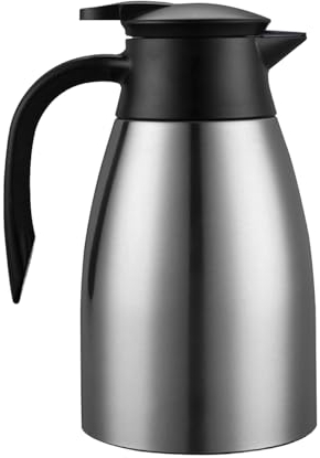1,5L Thermoskanne Edelstahl, 150ML Isolierflasche mit Doppelwandige Vakuum Kanne für Kaffee, Tee, Wasser, Getränk,Silber