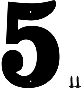 Hausnummern und Buchstaben aus Metall - wetterfeste schwarze Beschichtung, ideal zur Dekoration von Garten, Tür und Briefkasten, mit einfach zu montierendem Nagelset (7.6 cm, 5)