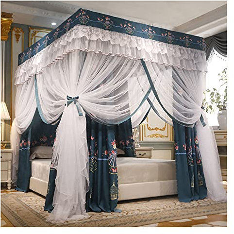 TEmkin Betthimmel im Prinzessinnen-Stil, 4 Poster, Moskitonetz, Bettvorhänge, doppellagig, hält Staub ab, Mädchen-Schlafzimmerhimmel für Kingsize-Bett mit Halterung (1,8 × 2 m/5,9 × 6,6 Fuß)
