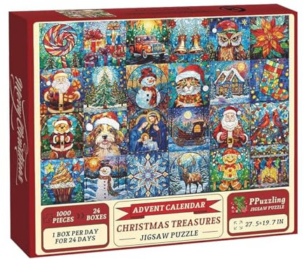 Adventskalender-Puzzle, Adventskalender-Puzzle, Countdown-Kalender, Weihnachtspuzzles, Countdown bis Weihnachtsferien, Puzzles für Kinder und Erwachsene