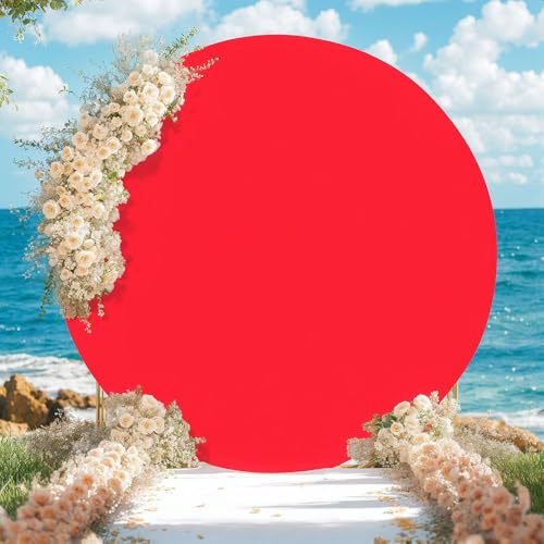 FANSU Toile de Fond Ronde en Forme d'Arche, Rond Arche Mariage Couverture, Housse de Toile de Fond pour Décoration de Mariage, Cérémonie, Fête d'anniversaire (Rouge,200cm)