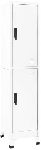 IKAYAA Spind Schrank Einzelspind Schließfachschrank mit 2 Fächern & Kleiderbügel Metallspind Abschließbar Umkleideschrank Lagerschrank Spind Schließfach Stahl Weiß 38 x 45 x 180 cm