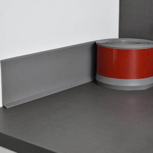 Besttoolifes PVC-Sockelleiste, 2 m, abziehen und aufkleben, flexible Sockelleiste, 10 cm breit, Wandsockelleiste, Zierleiste für Boden, Wand, Boden und mehr (grau)