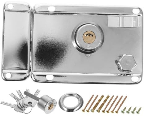 UKCOCO 1ensemble Serrure De Porte Entrée Avec Pêne Dormant Inoxydable Verrouillage Sécurisé Pour Portes De Chambre Et Extérieur Design Facile à Installer Anti-effraction