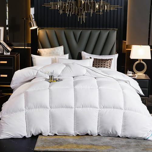 Couette 150 * 200cm Chaude Hiver Couette en Plume d'oie Respirant Édredon pour Tous 4 Saisons Douce et Gonflante Édredon pour Lit 1 Personnes