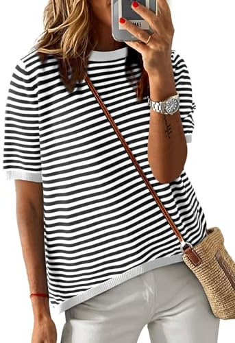 Cuptacc Tee Shirt Femme Col Rond Summer Top Basic Femme Chic et Elegant Tshirt Basique Décontracté