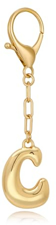 WOWORAMA Initialbuchstabe Schlüsselanhänger für Frauen Chunky Gold Bubble Buchstabe A bis Z Taschenanhänger Handtaschen Anhänger Schlüsselringe Zubehör