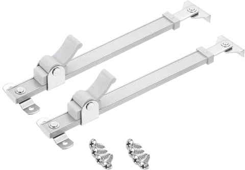 uxcell 2Pcs 15 Inches Window Hinges, Stainless Steel Casement Window Stays, Adjustable Friction Stay Hinges Window Brace with Screws, Silver
