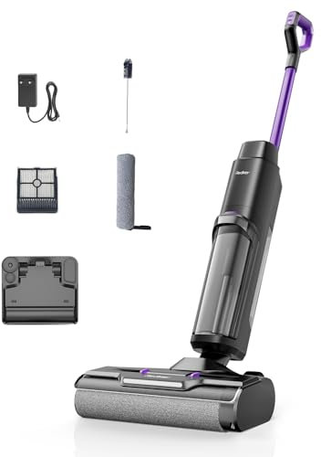Redkey W15 Aspirador Vertical Fregona Sin Cable Agua, Aspirador Barredor 3 en 1, Potente Absorción de Agua y Polvo, Placa Única de 6mm, 35min Larga Autonomía, Pantalla LED, Limpieza Automática