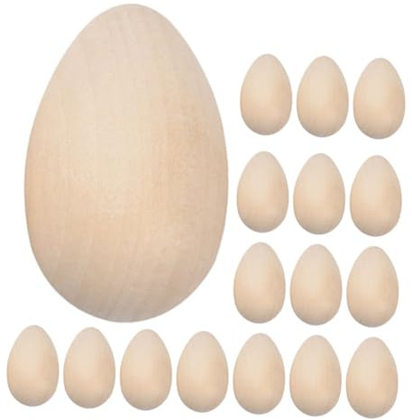 Housoutil 30pezzi Uova Legno Finte Uova Artificiali Simili Gallina Per Artigianato Fai Da Te Decorazioni Per Legno