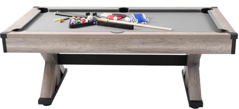 VEVOR 7ft Billiards Table Combo Set, 3-in-1 Multi Game Table with Dining, Pool, and Tennis Table, for Family Game Room Adults, Includes Full Set of Accessories, Wood Color with Grey Cloth
