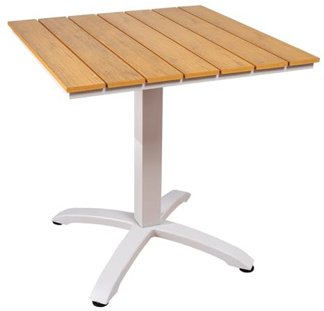 Riess Ambiente Outdoor Bistrotisch DESIGNO 70cm - Natur Greige - Aluminium wetterfest Gartentisch Balkon Terrasse modern