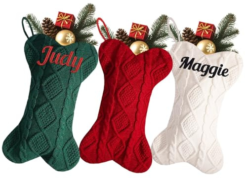 Weihnachtsstrumpf mit besticktem Namen, 41,5 cm, bestickt, personalisierbar, Weihnachtsstrumpf, hängende Dekorationen für Weihnachtsdekorationen für Kamin, Weihnachtsbaum, Geschenke für Weihnachten