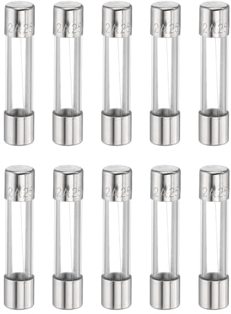 QUARKZMAN 10 Piezas Fusibles 2A 250 Voltios Fusible Rápido De Vidrio F2AL250V 6x30mm Fusibles De Acción Rápida Para Luces Navideñas Sistemas Eléctricos Microondas TVs Ventiladores Horno