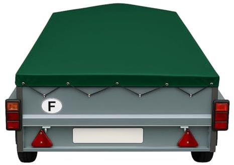 Bâche de Remorque NOR 1500-150 x 105 x 10 cm – PVC 640g/m² Housse Haute Résistance avec Oeillets et Sandow–Fabriqué en France. (Vert 6005)