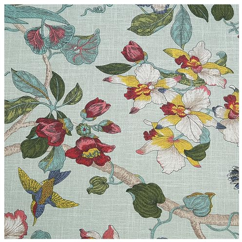 TSWNG 200 x 148cm Leinenstoff Bedruckt Meterware, Bezugsstoff Möbelstoff Blumen Vogelmotiv, Vintage Stoffe Zum Nähen mit Muster, Dekostoff Leinen Motivstoffe für Sofa, Vorhang, DIY Basteln