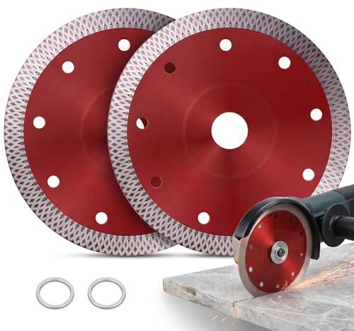 2 Pack 115mm Diamond Cutting Discs for Angle Grinder, Super Thin Fast Tile Cutting Disc for Porcelain, Ceramic, Granite, Marble, Concrete and Stone, 115 x 22.23mm Diamond Blade Accessory